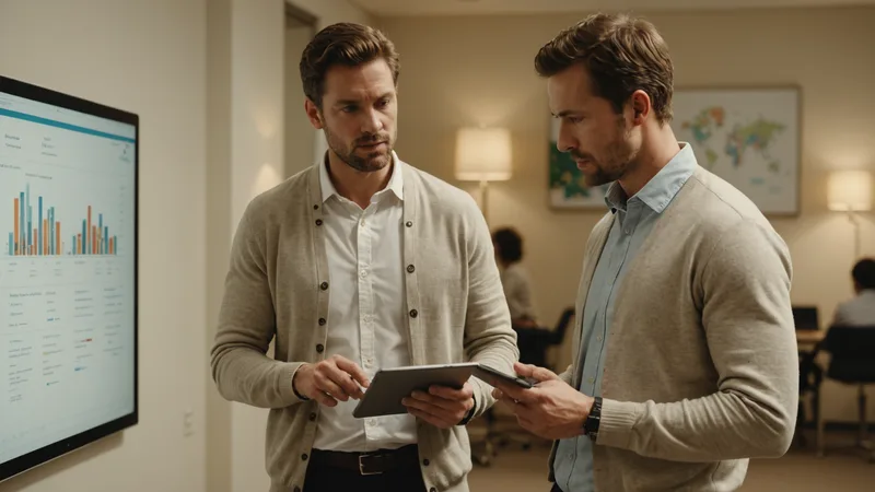 Two professionals engaged in a focused scientific discussion